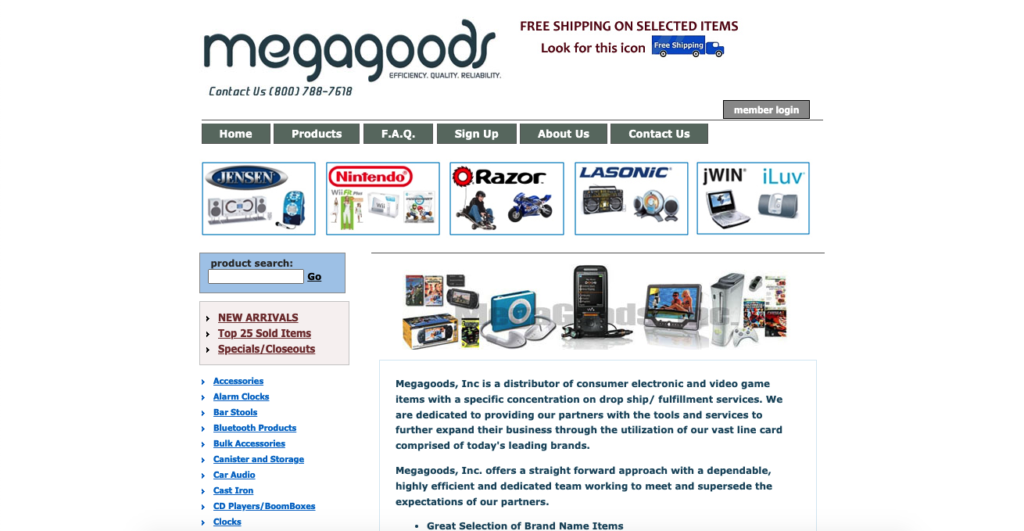 Megagoods home page