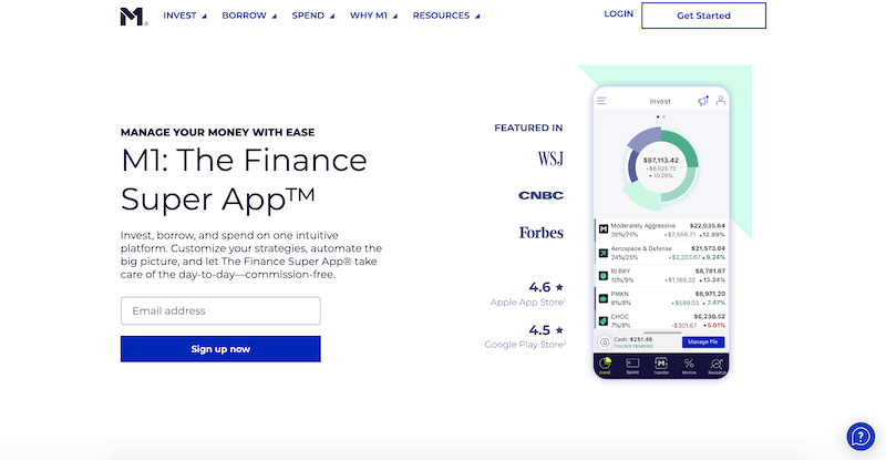 M1 Finance home page