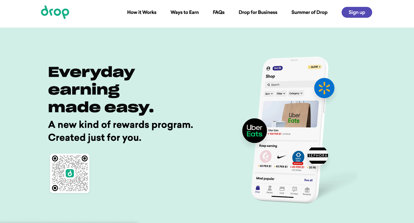 Drop home page