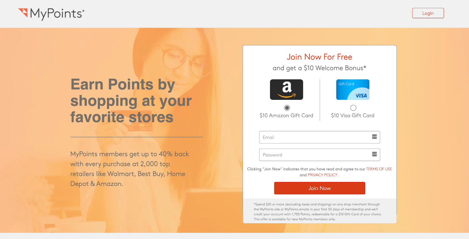 MyPoints home page